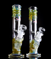 Mary Jane's Glass 8 Inch Fumed and Color Coiled Straight Bong